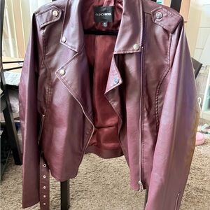 Fashion Nova Deep Burgundy Leather Jacket